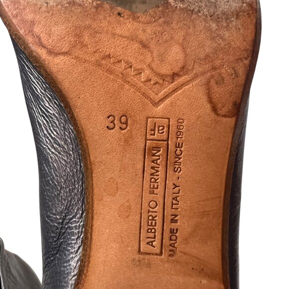 Alberto Fermani Solara crinkled leather booties metallic pewter boots size 9 39 - Picture 12 of 12